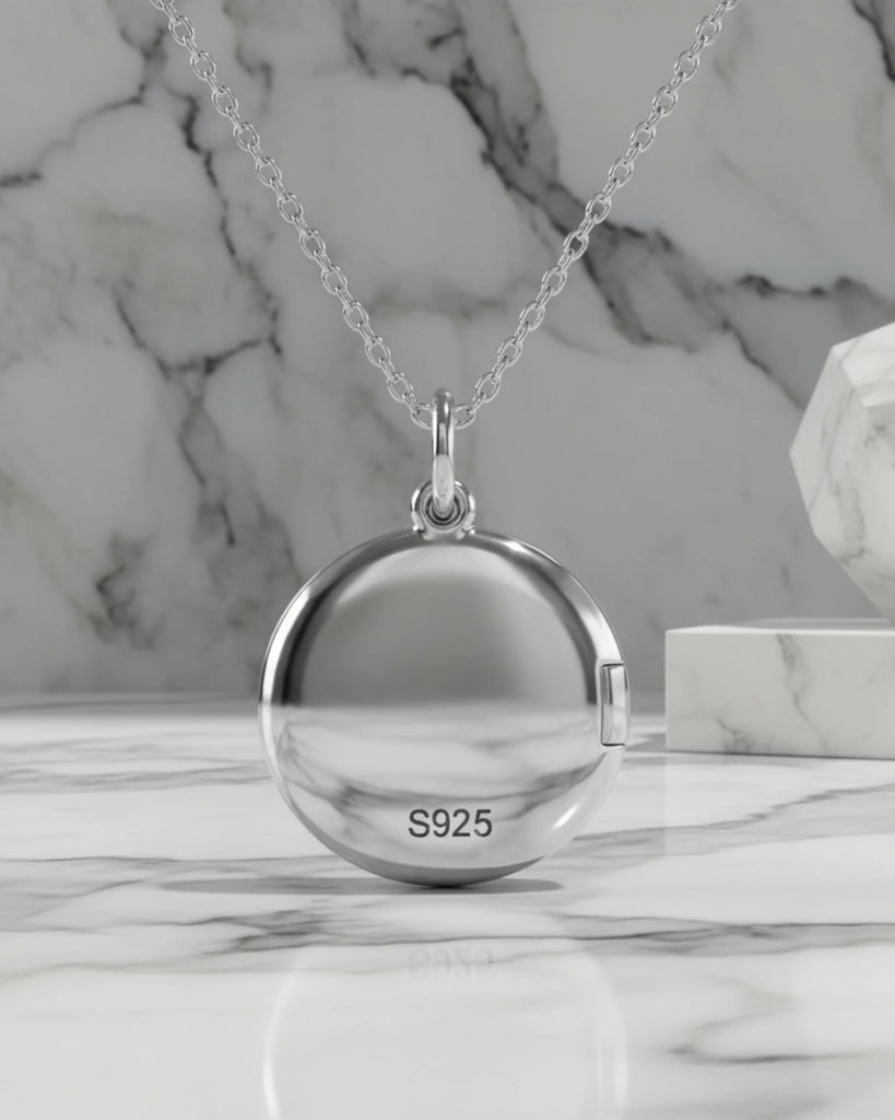 Personalised Sterling Silver Photo Locket Necklace with Custom Engraving