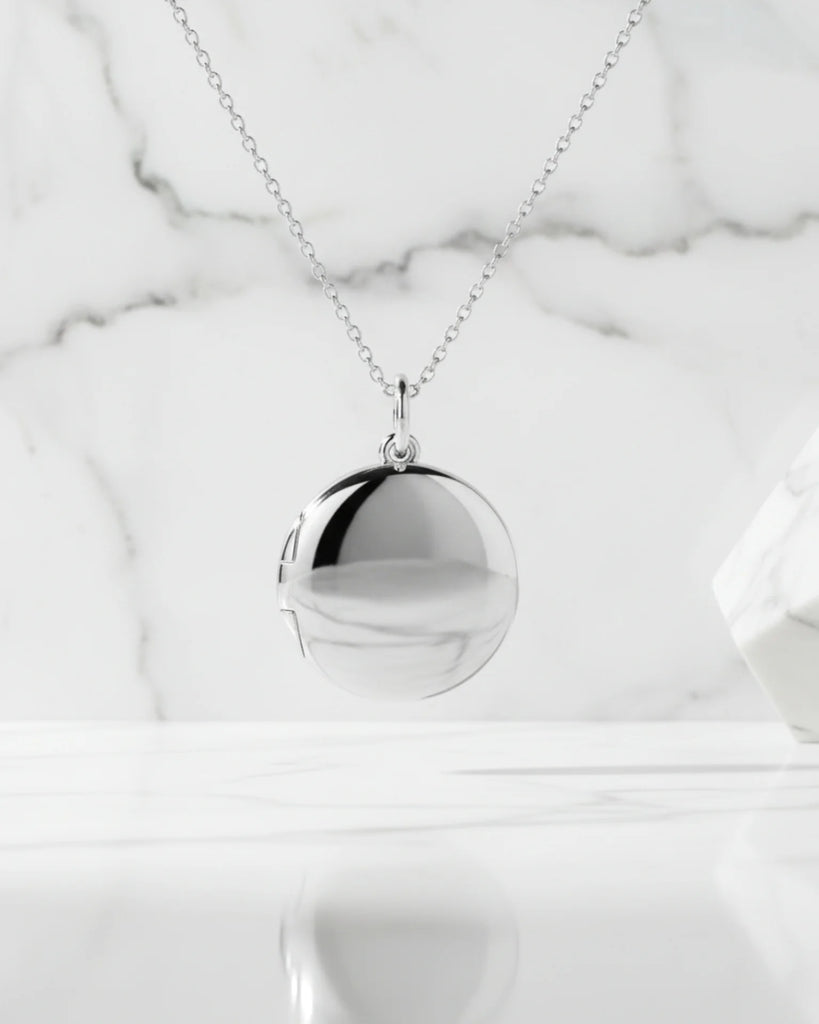 Personalised Sterling Silver Photo Locket Necklace with Custom Engraving