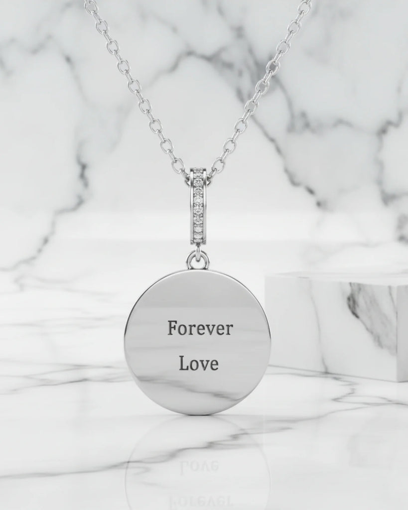 Personalised Tree of Life Locket Necklace - Engraved Sterling Silver Photo Charm