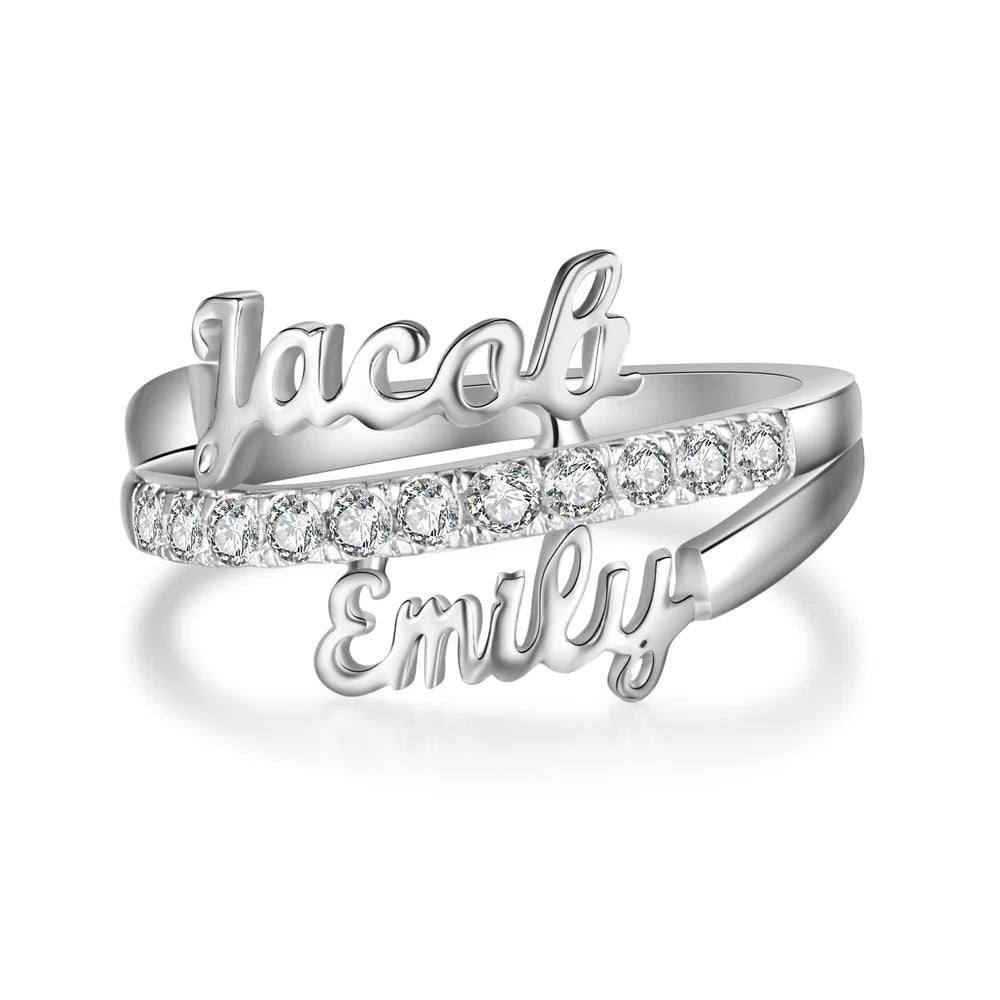 Personalised Two Name Ring, Personalised Ring with Names, Name Ring Jewellery