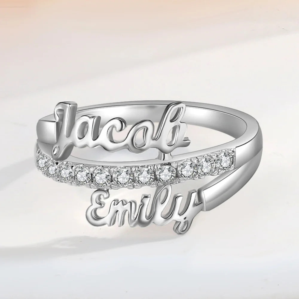 Personalised Two Name Ring, Personalised Ring with Names, Name Ring Jewellery