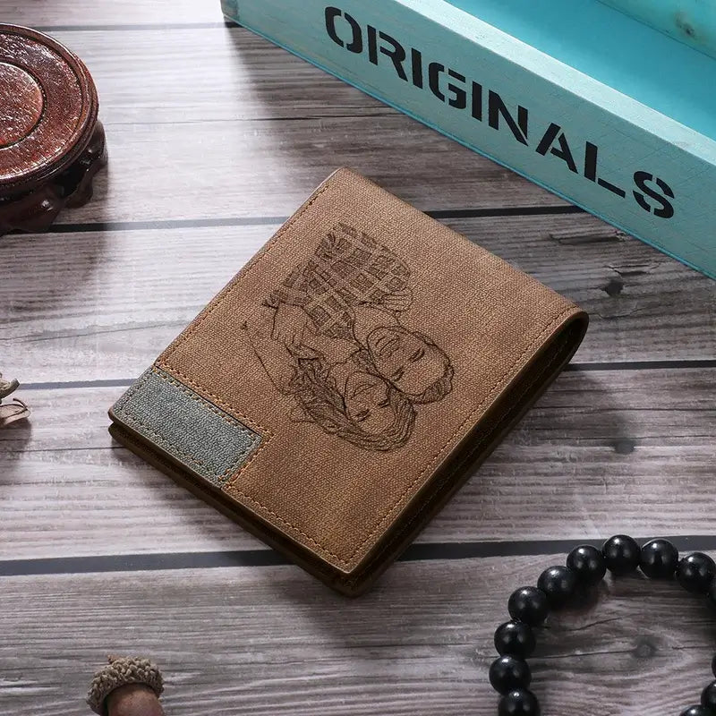 Brown Leather Personalised Wallet with Photo and Text