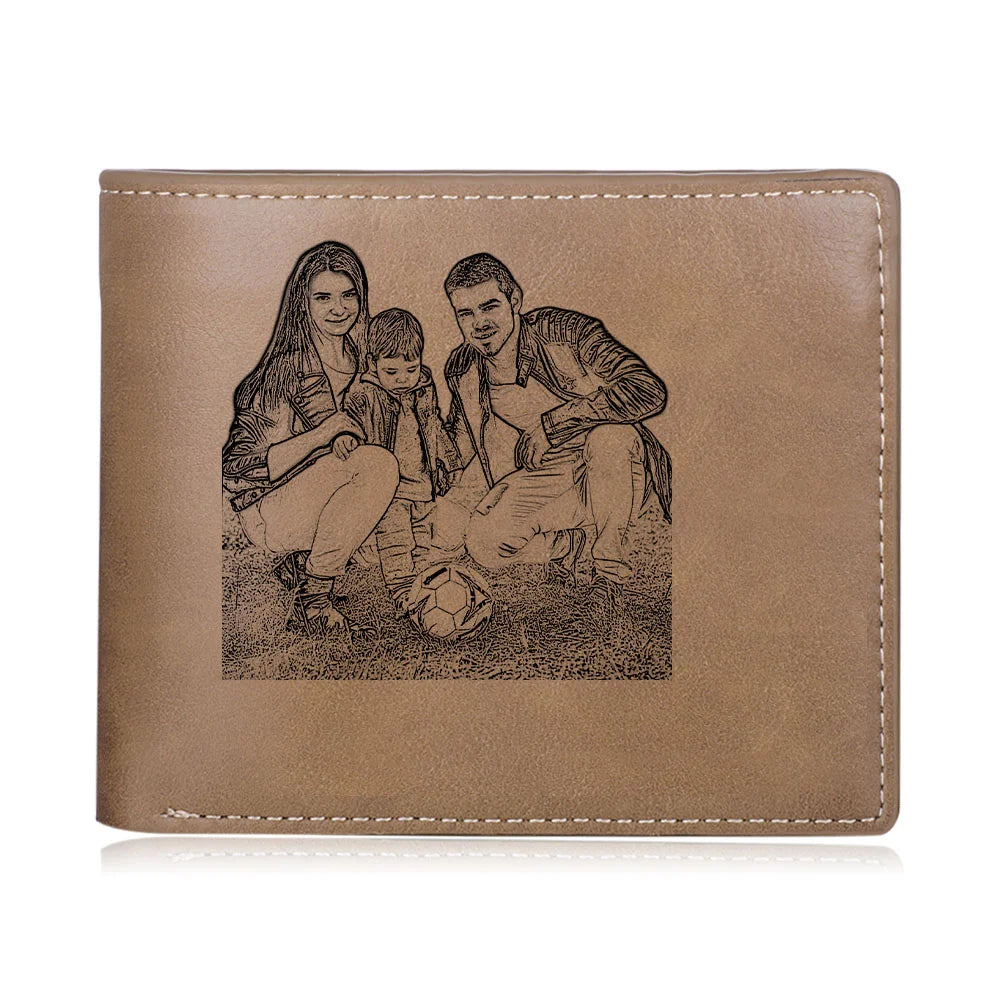 Brown Leather Personalised Wallet with Photo and Text