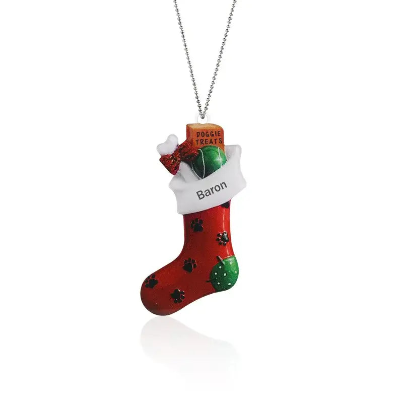 Personalised Xmas Stocking Christmas Ornament with Name and Text