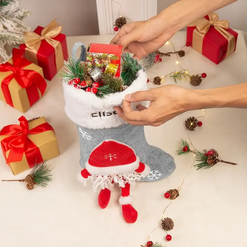 Personalised Xmas Stockings Gift Bag | Christmas Home Holiday Decoration Gift Socks