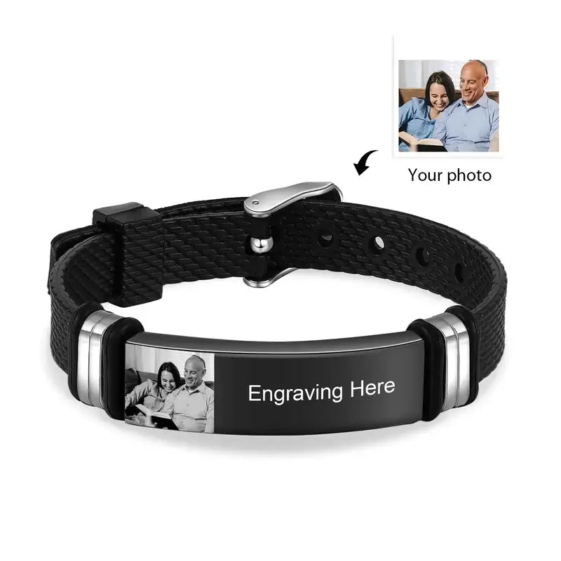 Photo Bracelet for Men - Men's Engraved Photo Bracelet