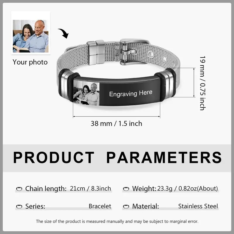 Photo Bracelet for Men - Men's Engraved Photo Bracelet