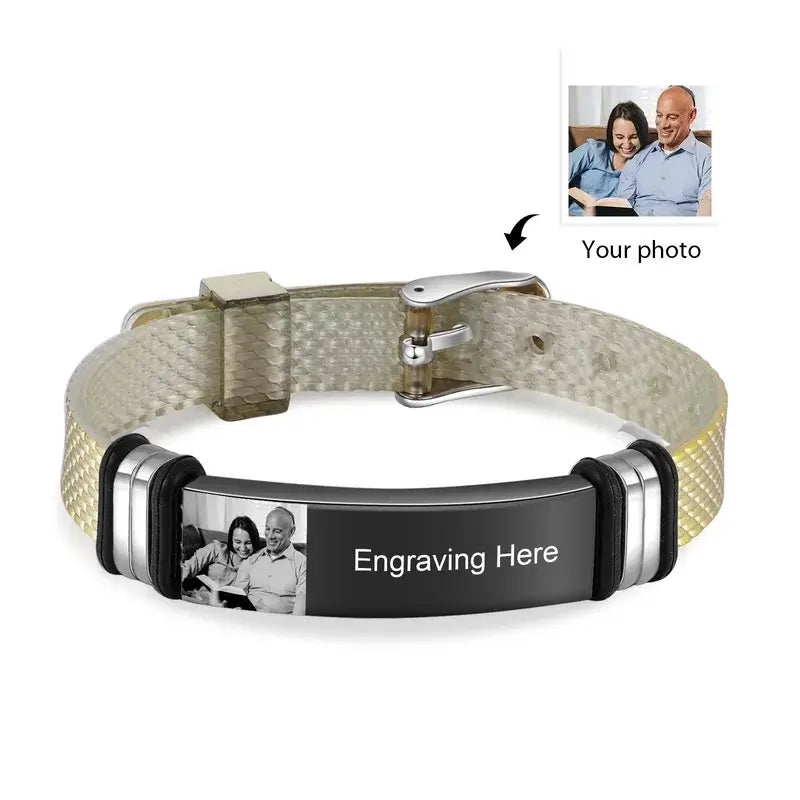 Photo Bracelet for Men - Men's Engraved Photo Bracelet