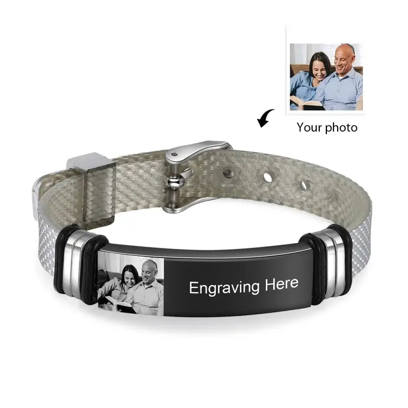 Photo Bracelet for Men - Men's Engraved Photo Bracelet