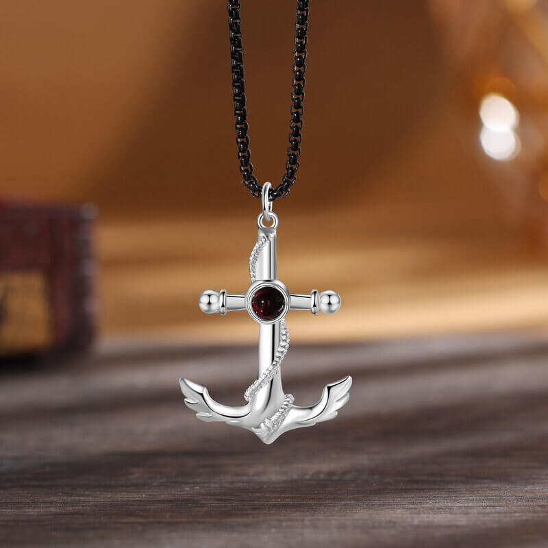 Personalised Photo Projection Anchor Pendant Necklace