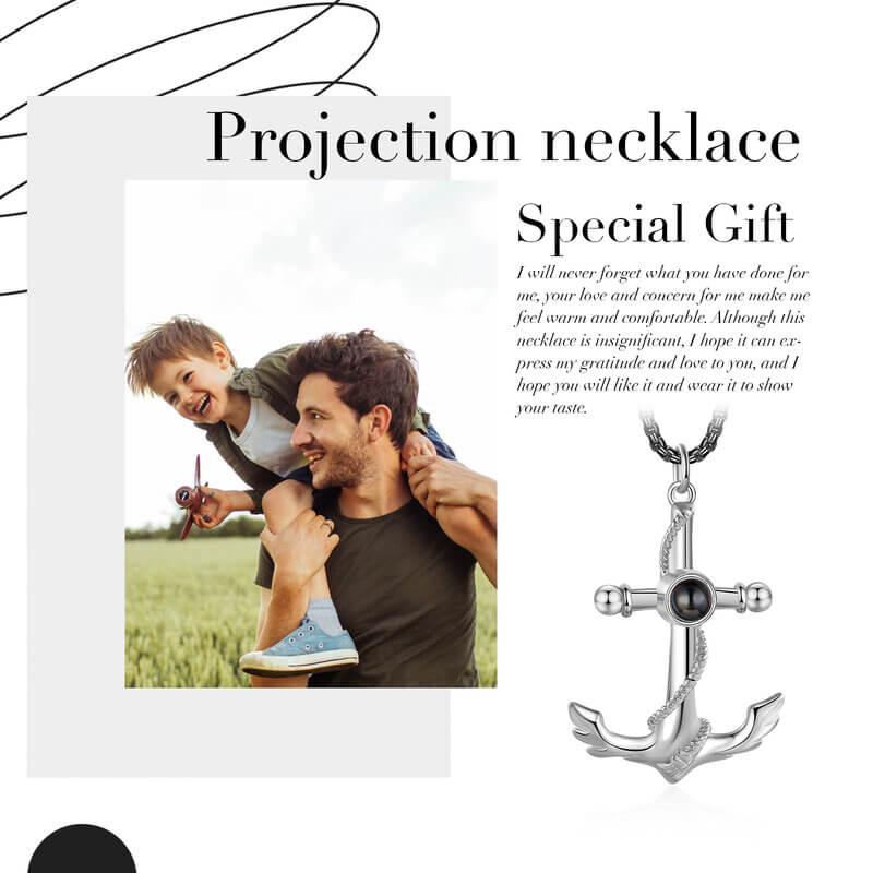 Personalised Photo Projection Anchor Pendant Necklace