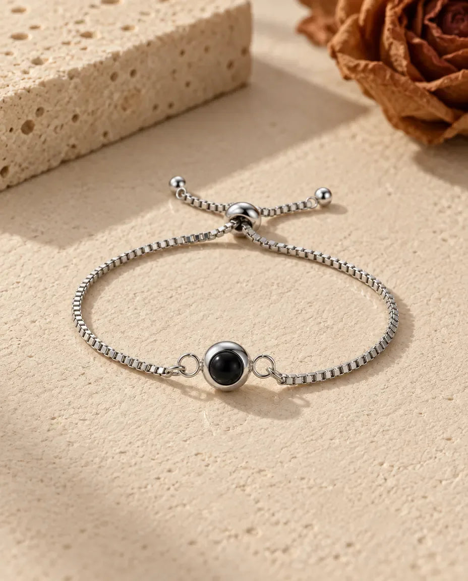 Photo Projection Bracelet - front view in silver
