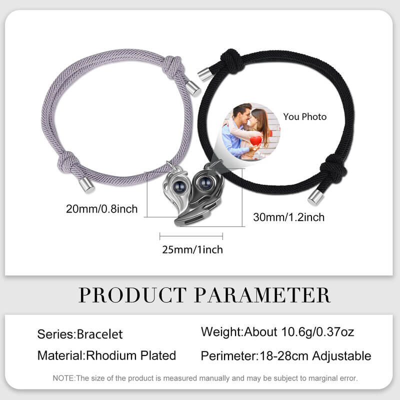 Personalised Photo Memory Projection Couple Bracelet