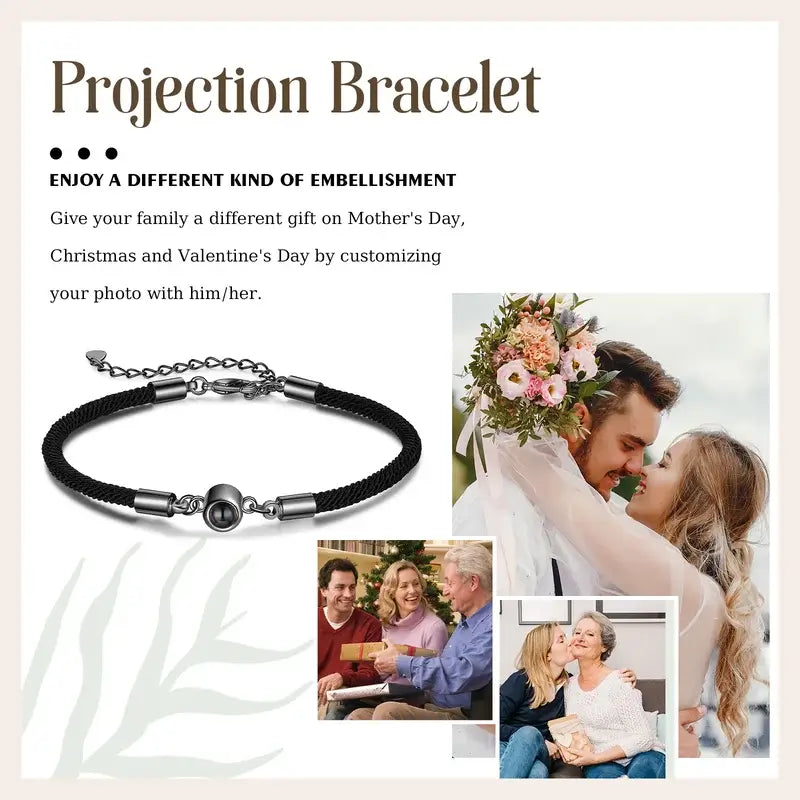 Photo Projection Couple Bracelets | Memory Bracelet for Couples