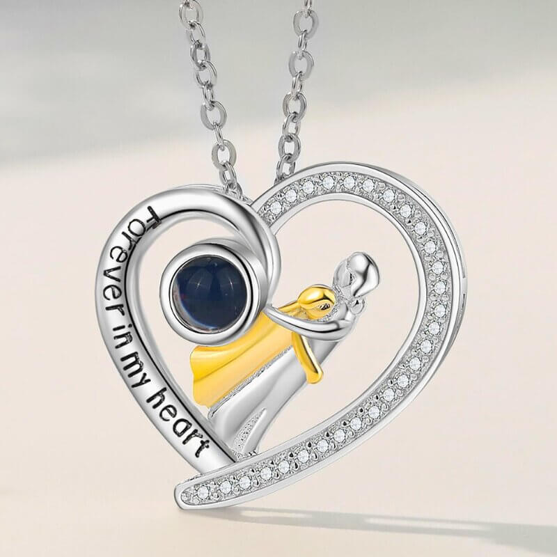 Photo Projection Necklace Mother and Daughter Heart Pendant