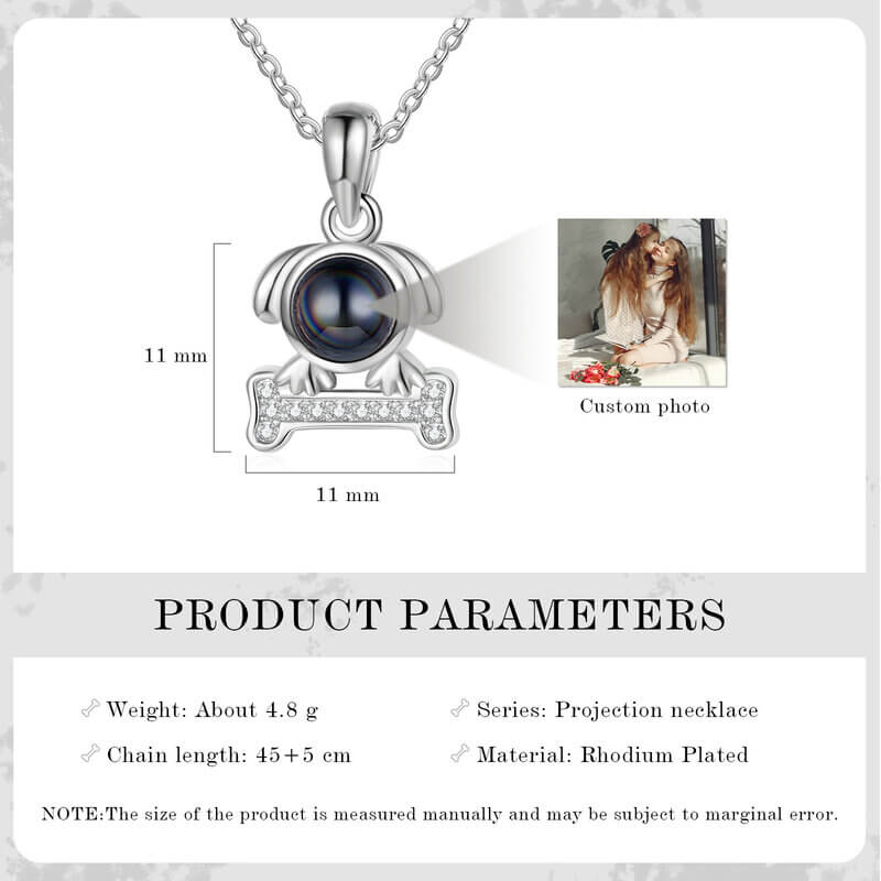 Personalised Photo Projection Necklaces Puppy Pendant