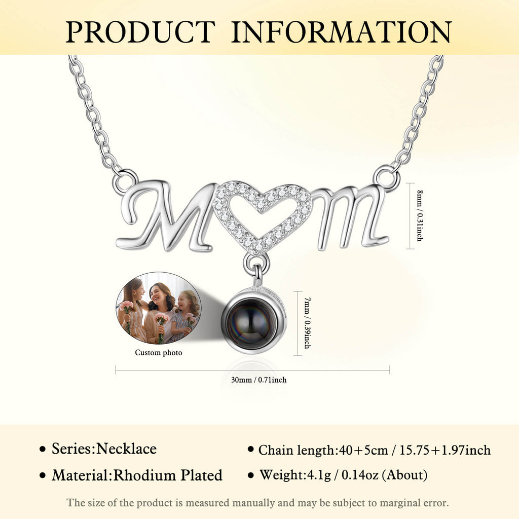 Photo Projection Necklace with Mum Pendant