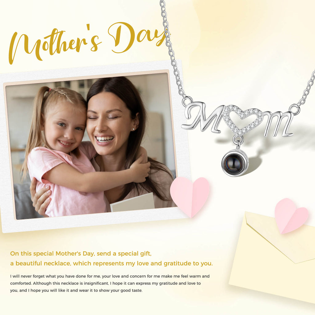 Photo Projection Necklace with Mum Pendant