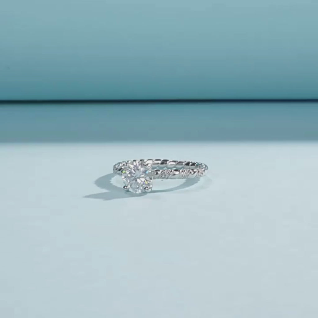 Twisted Moissanite Solitaire Ring in 925 Sterling Silver - Moissanite Engagement Ring for Women