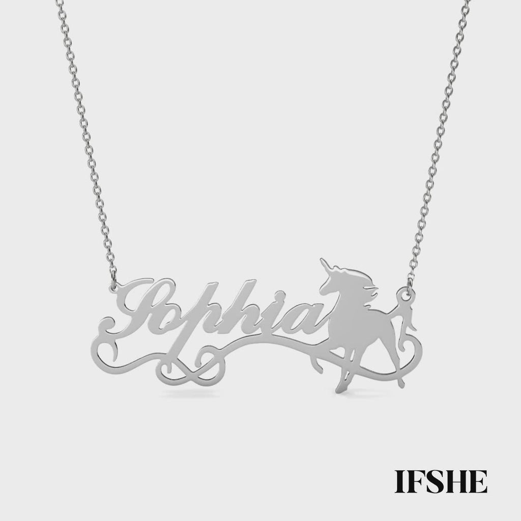 Personalised Unicorn Name Necklace Sterling Silver