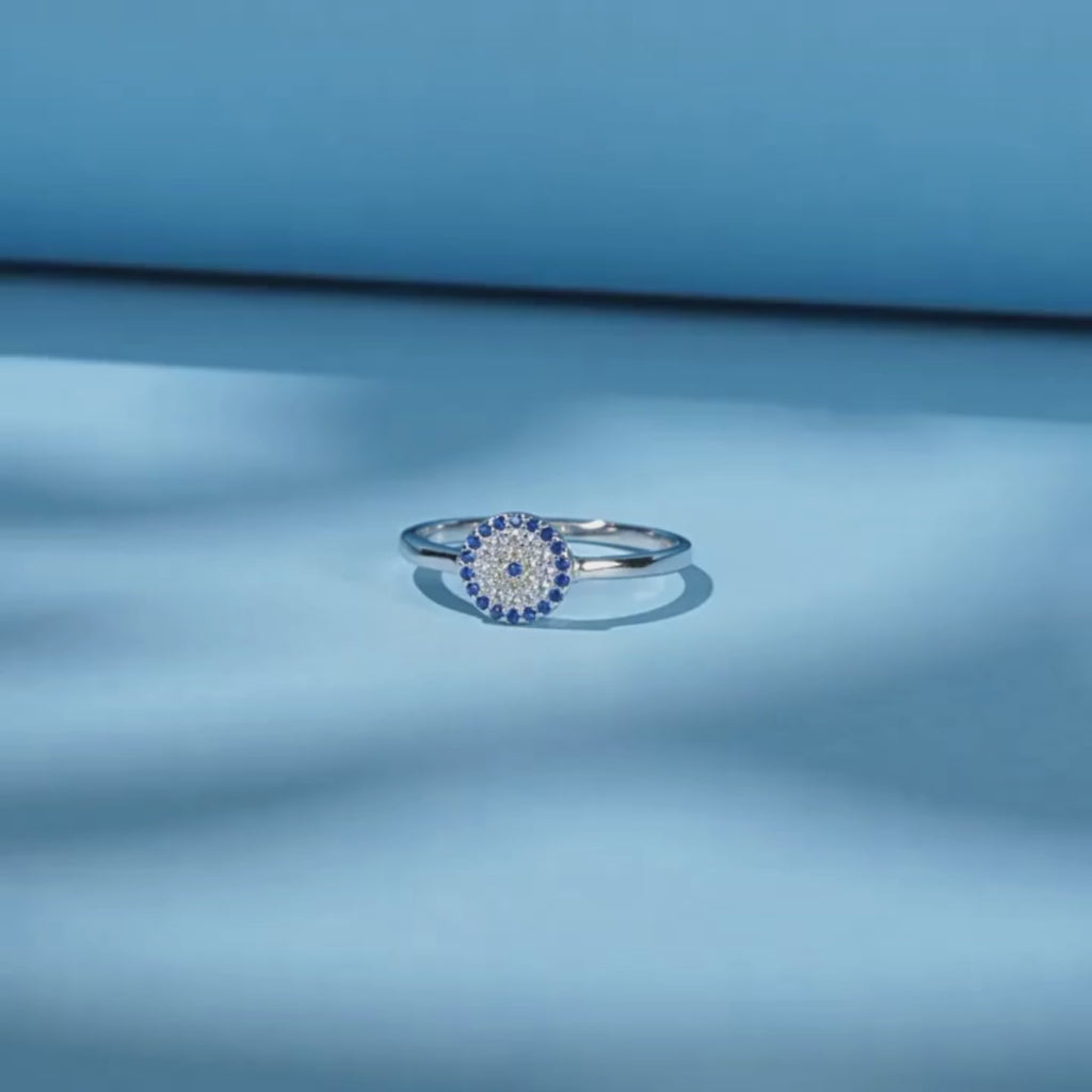 Turkish Evil Eye Ring in 925 Sterling Silver with Zircon – A Symbol of Protection