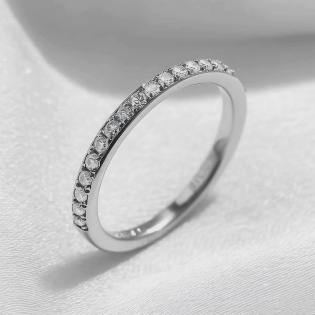 Eternity Moissanite Ring, 925 Sterling Silver Ring