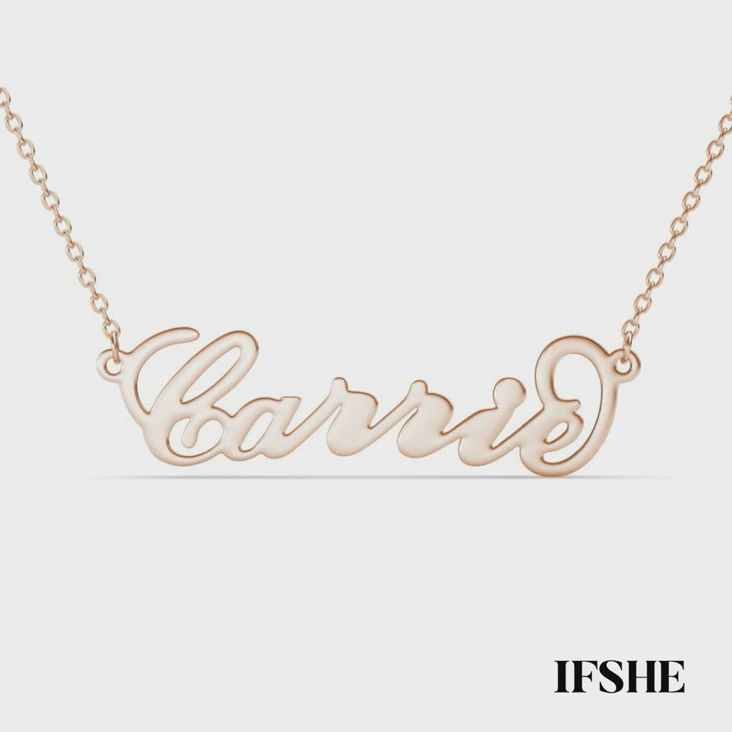 Personalised Carrie Style Name Necklace Sterling Silver Rose Gold Plated