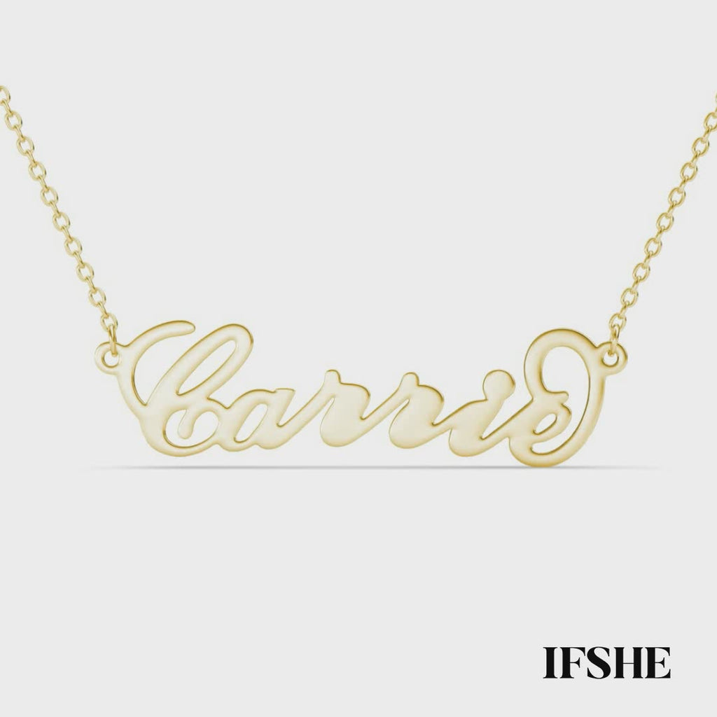 Personalised Carrie Style Name Necklace Sterling Silver Gold Plated
