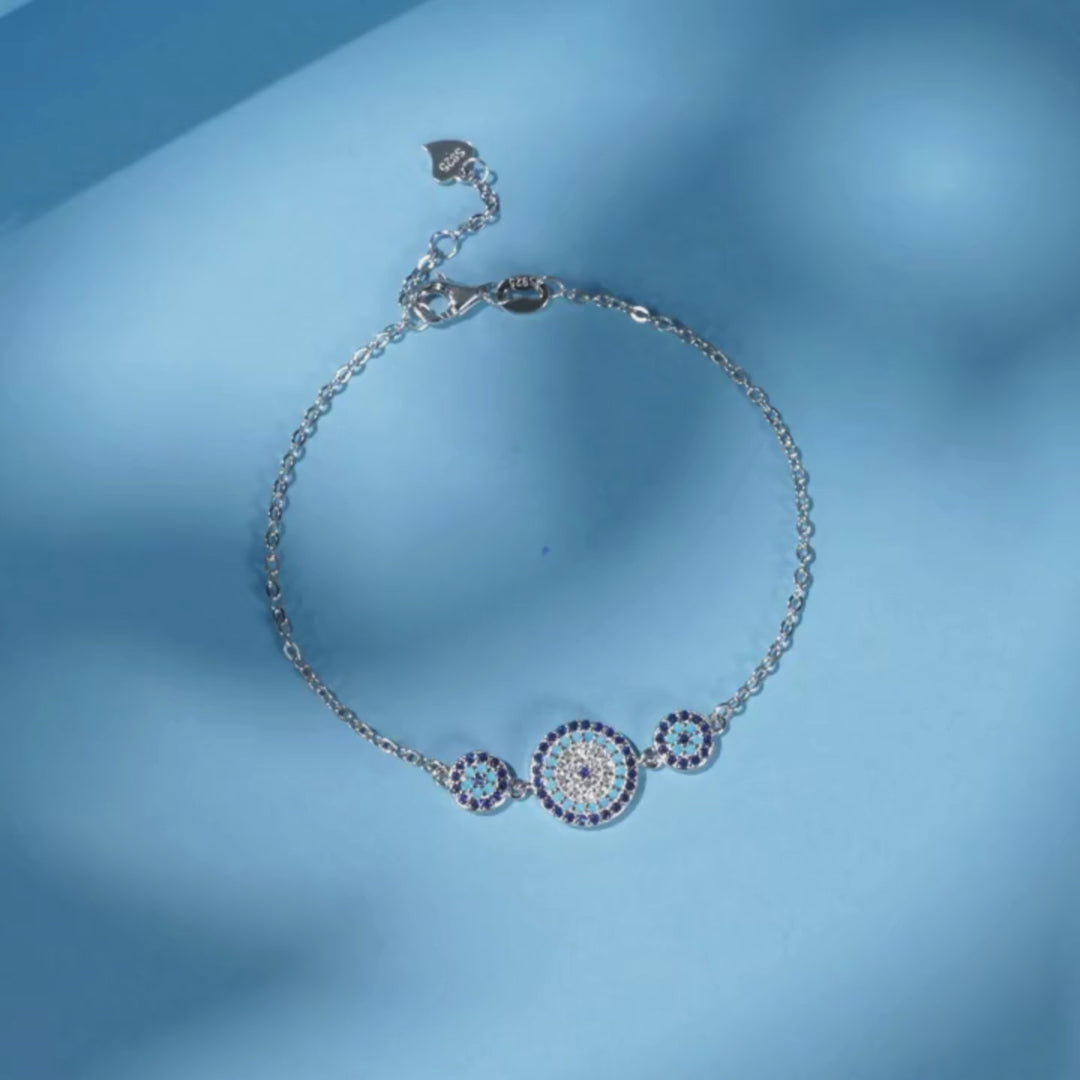 Evil Eye Bracelet - Lucky Eye Sterling Silver Charm Bracelet
