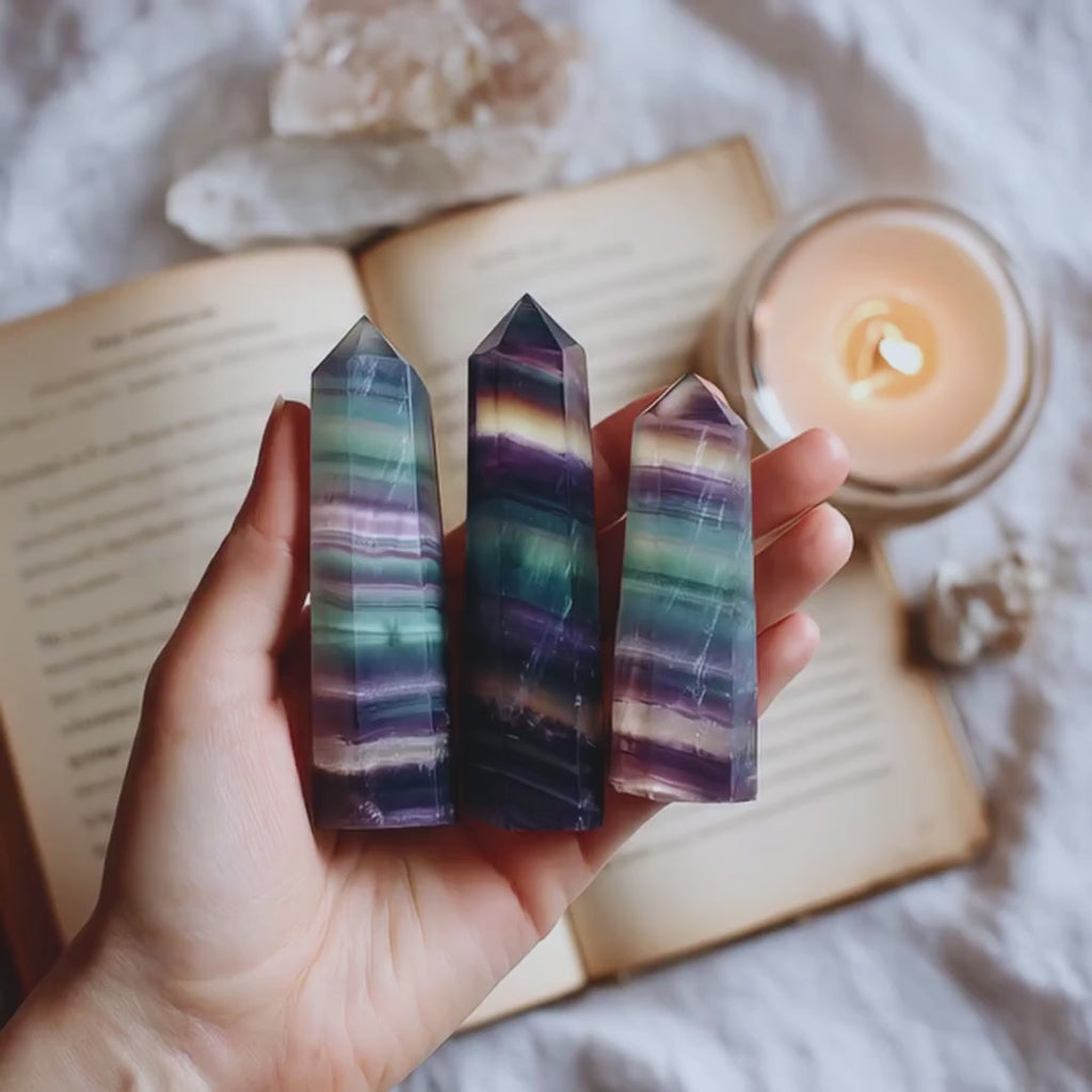 Rainbow Fluorite Crystal Point - AAA Premium Quality