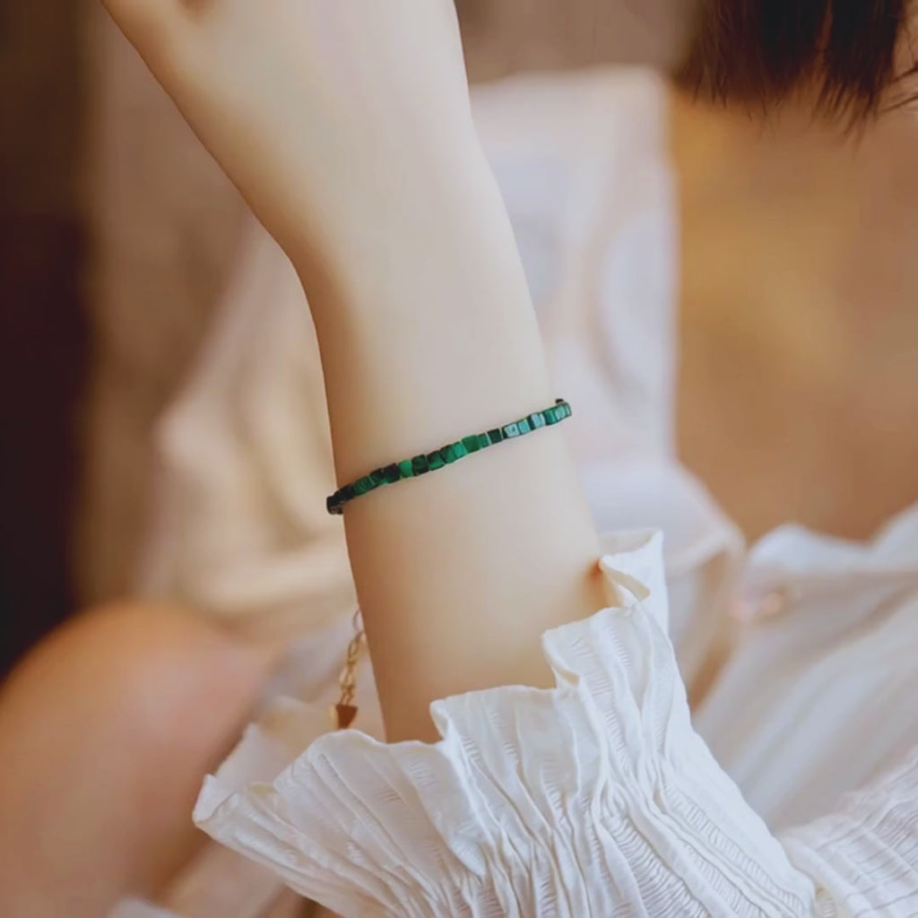 Genuine Malachite Energy Bracelet Duo – Deep & Light Green Set for Inner Renewal