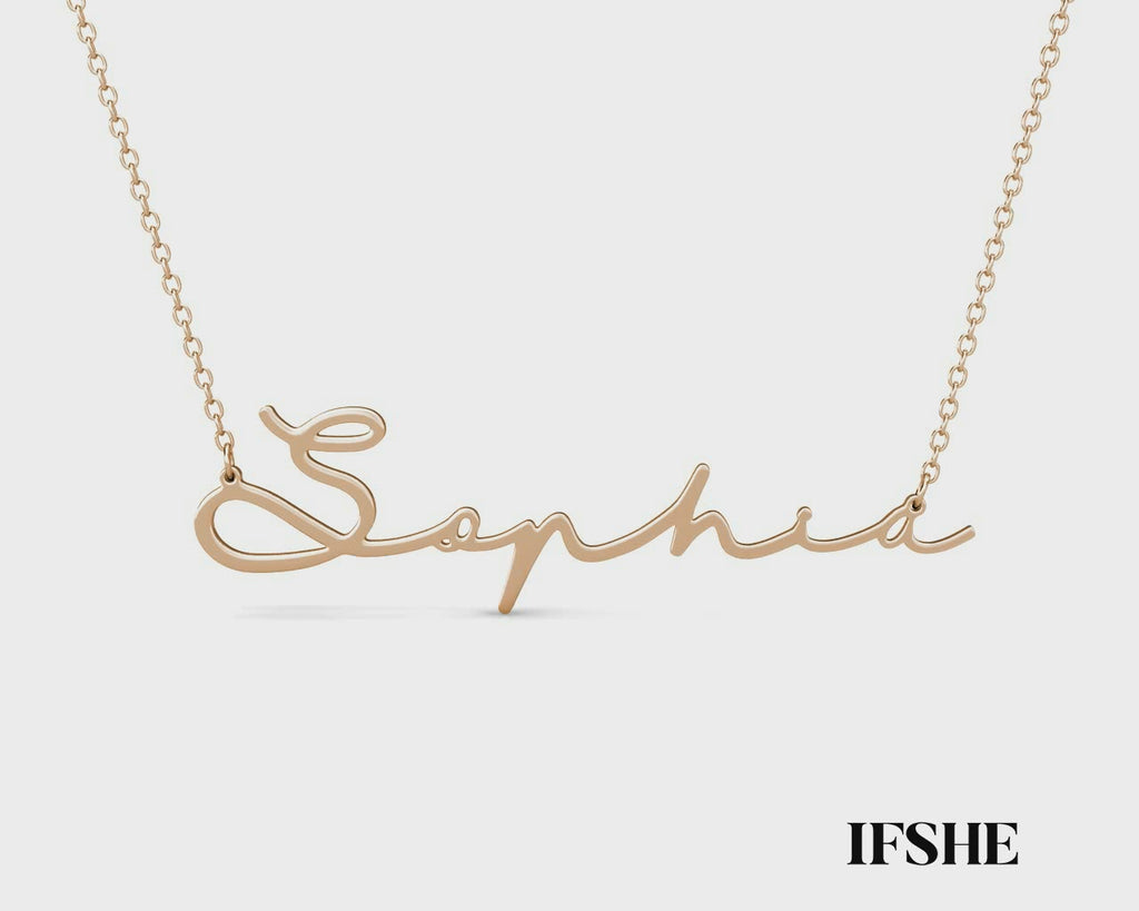 Personalised Cursive Name Necklace Sterling Silver Rose Gold