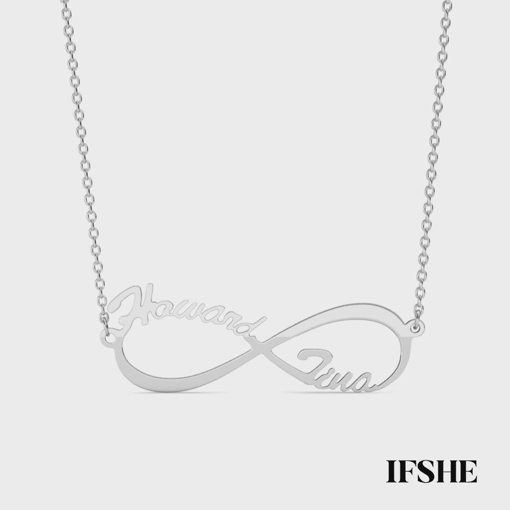 Personalised Infinity Two Names Necklace Sterling Silver