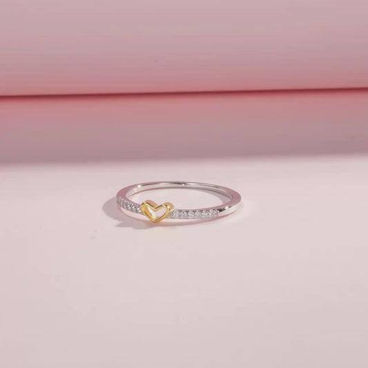 Heart and Infinity Ring in Sterling Silver with Zircon for Women