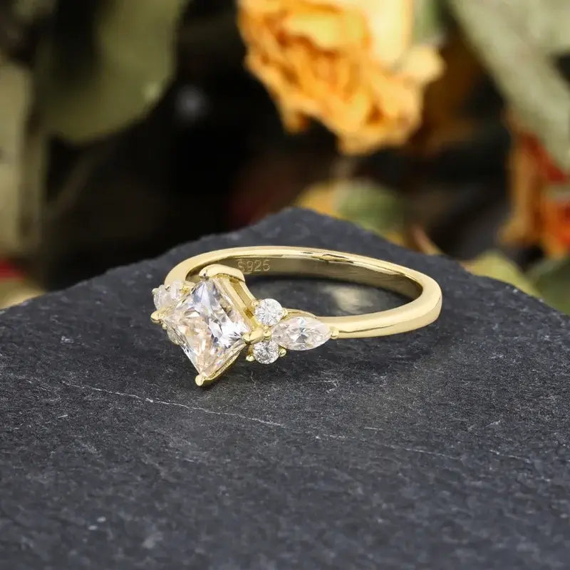 Princess Shaped Moissanite Wedding Ring