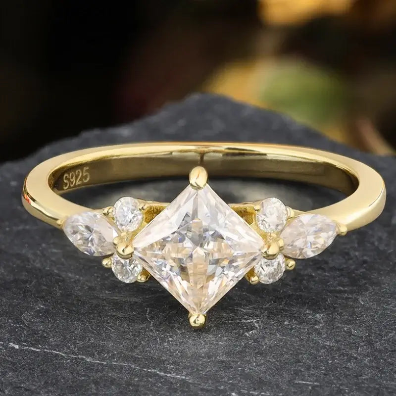 Princess Shaped Moissanite Wedding Ring