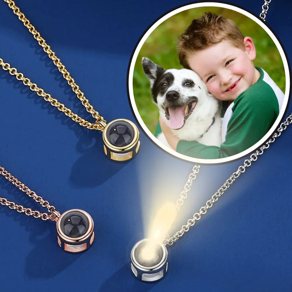 Circle Photo Projection Pendant Necklace, Personalised Photo Necklace with Picture Inside