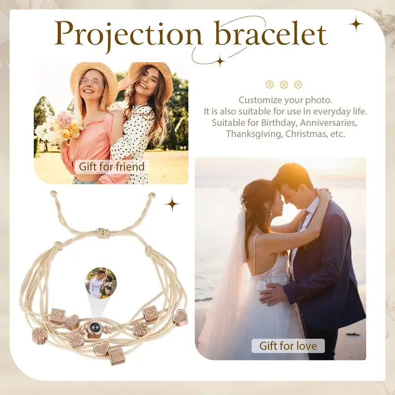 Projection Photo Bracelet with Charms | Charm Bracelet with Picture Inside