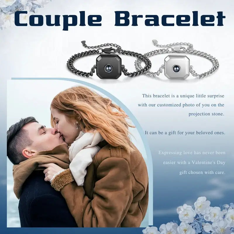 Photo Bracelets for Couples | Bracelet with Couple Picture Inside | Photo Projection Couple Bracelets