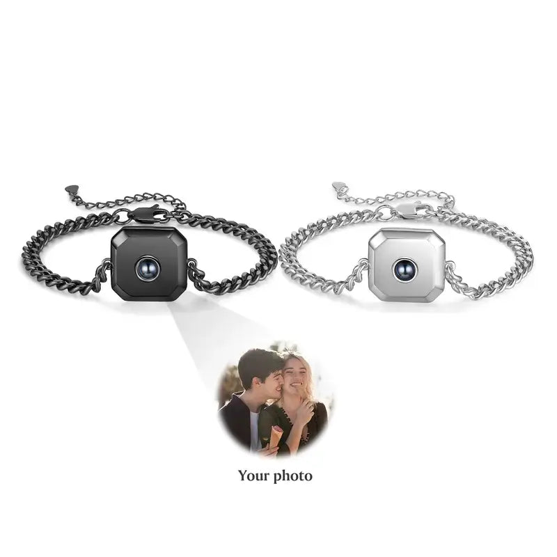 Photo Bracelets for Couples | Bracelet with Couple Picture Inside | Photo Projection Couple Bracelets