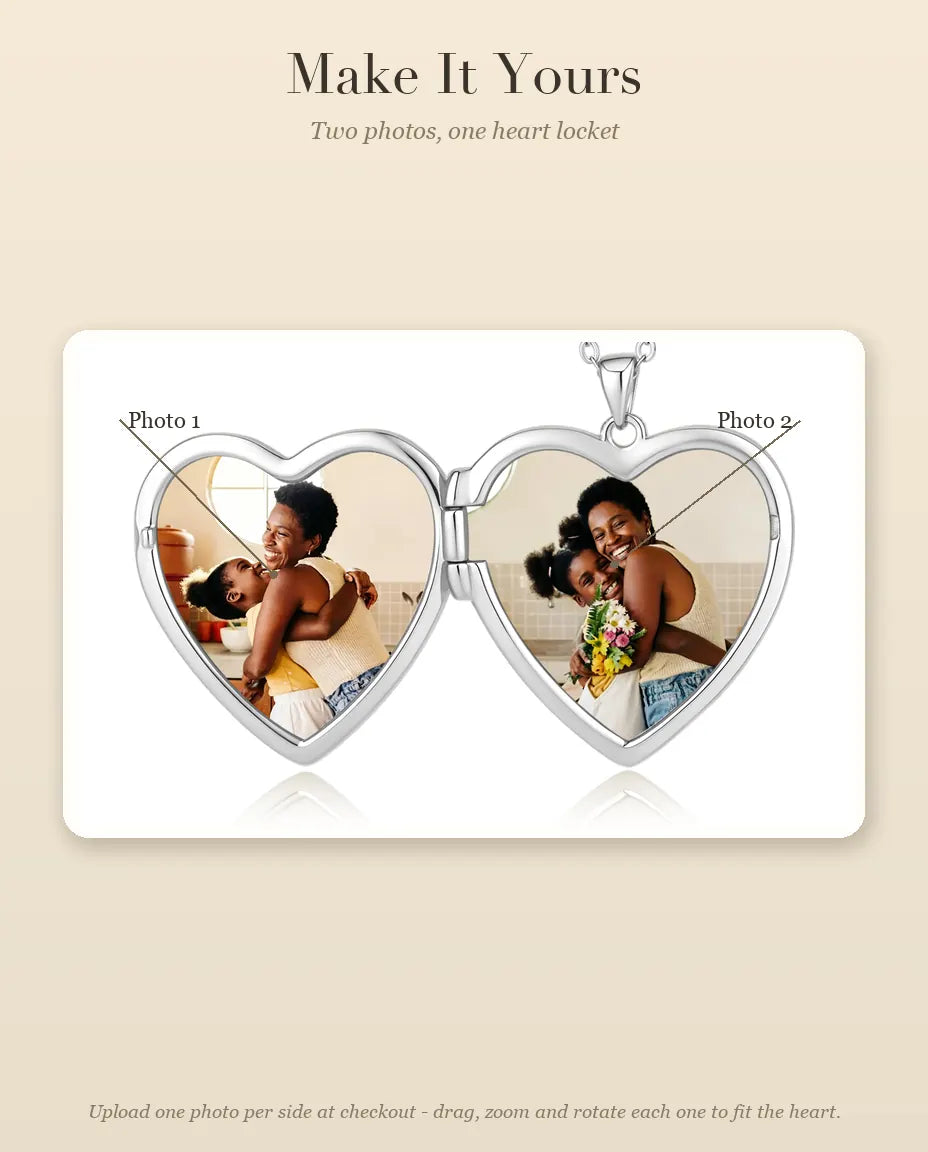 Personalised Photo Locket Necklace That Holds 2 Pictures
