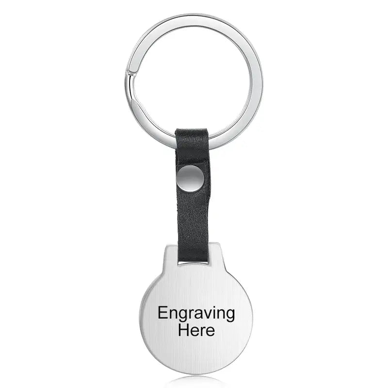 Round Photo Personalised Keyring with Engraving