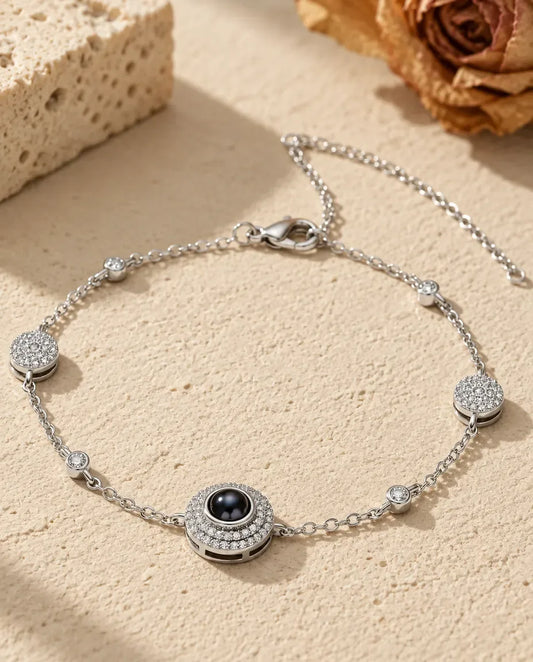 Photo Projection Bracelet - front view in silver