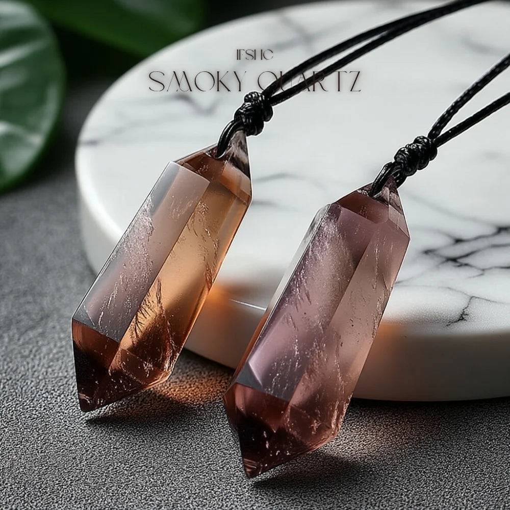 Smoky Quartz Double Point Pendant Necklace - Healing Crystal Necklace