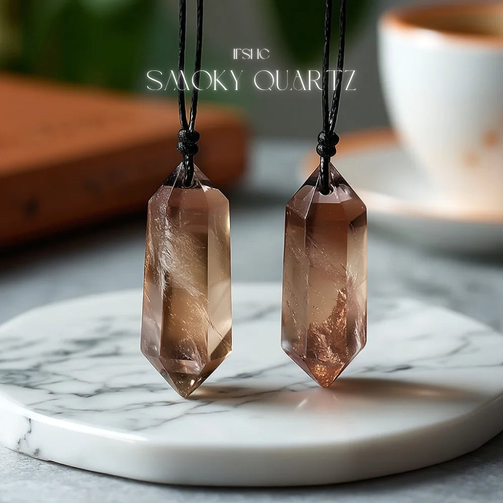 Smoky Quartz Double Point Pendant Necklace - Healing Crystal Necklace