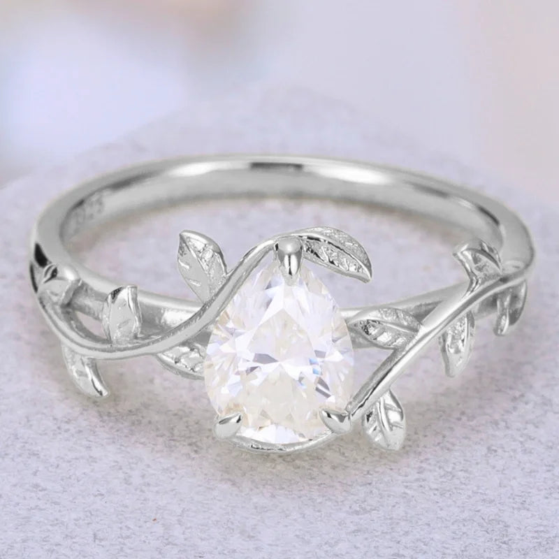 Solitaire Pear Shaped Moissanite Ring