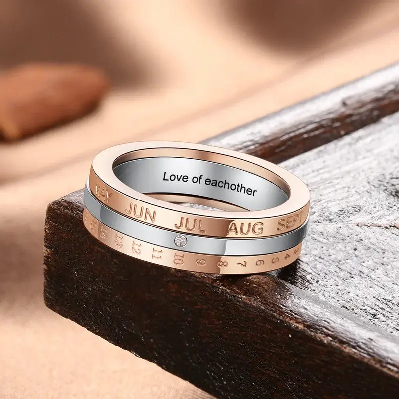 Special Date Fidget Ring Anxiety Ring with Engraving Spinner