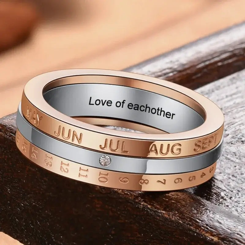 Special Date Fidget Ring | Anxiety Ring with Engraving | Spinner Ring 2 Colours