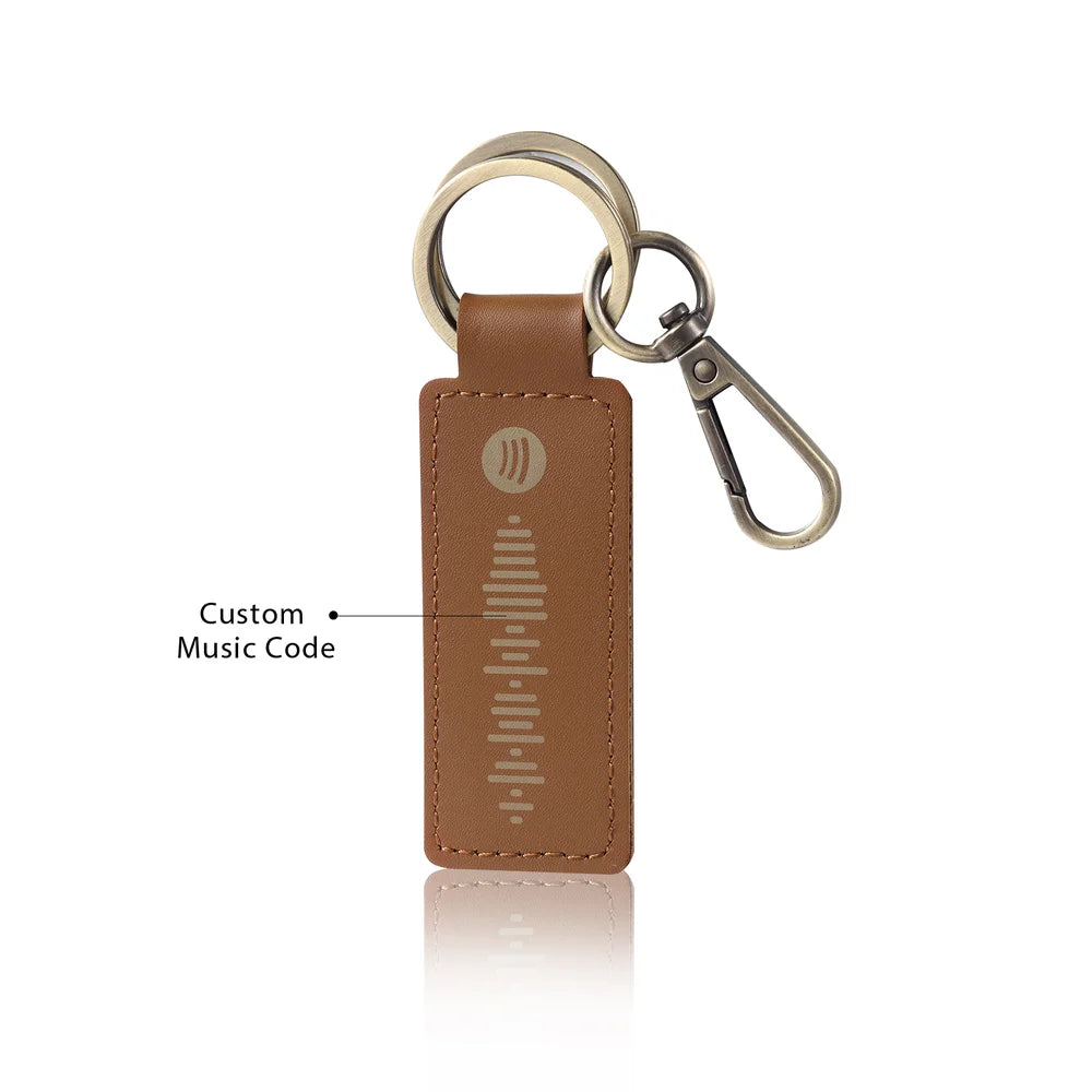 Spotify Code Personalised Keyring, Leather Customised Keyrings 5 Colours