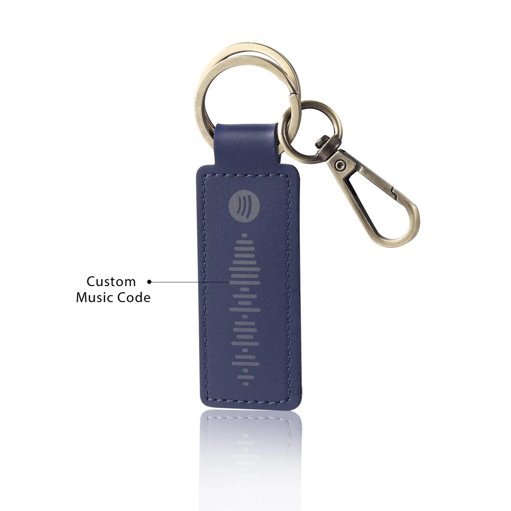 Spotify Code Personalised Keyring, Leather Customised Keyrings 5 Colours